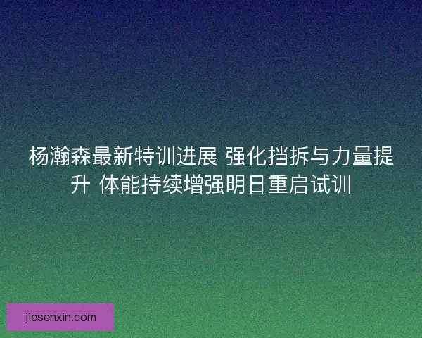 杨瀚森最新特训进展 强化挡拆与力量提升 体能持续增强明日重启试训